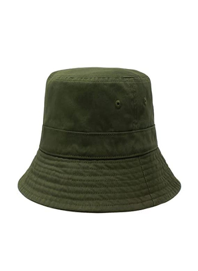 PrimeBox Unisex 100% Cotton Foldable Bucket Beach Sun Hat for Men Women Hat (Dark Green) - Image 1