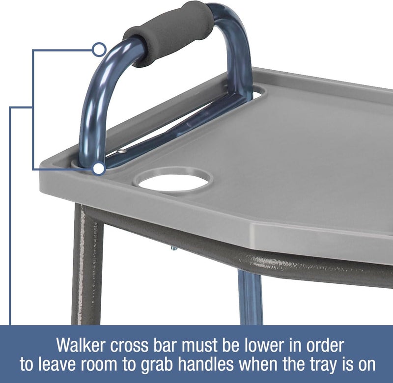 DMI DMI Walker Tray With Cup Holders Walker Tray For Folding Walkers Gray - Image 2