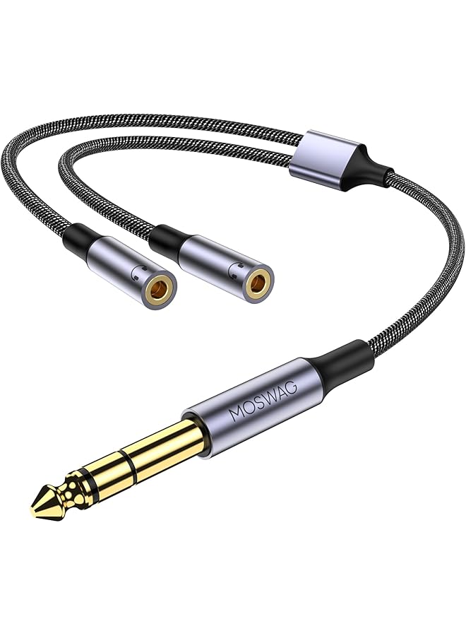 erorex 1 4 Inch Trs To Dual 3.5Mm Female Y Cable 3.5Mm To 1 4 Inch Headphone Adapter Compatible Headphones Amplifiers Home Theater Keyboard Piano Mixer（20Cm 8 Inch） - Image 1