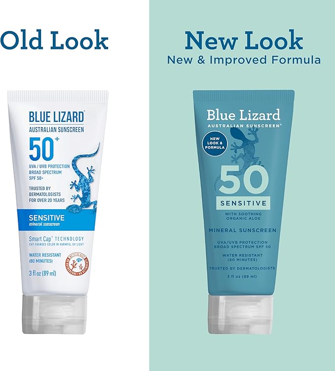 Blue Lizard SENSITIVE Mineral Sunscreen with Zinc Oxide SPF 50 Water Resistant UVAUVB Protection with Smart Cap Technology Fragrance Free 3 oz Tube - Image 4
