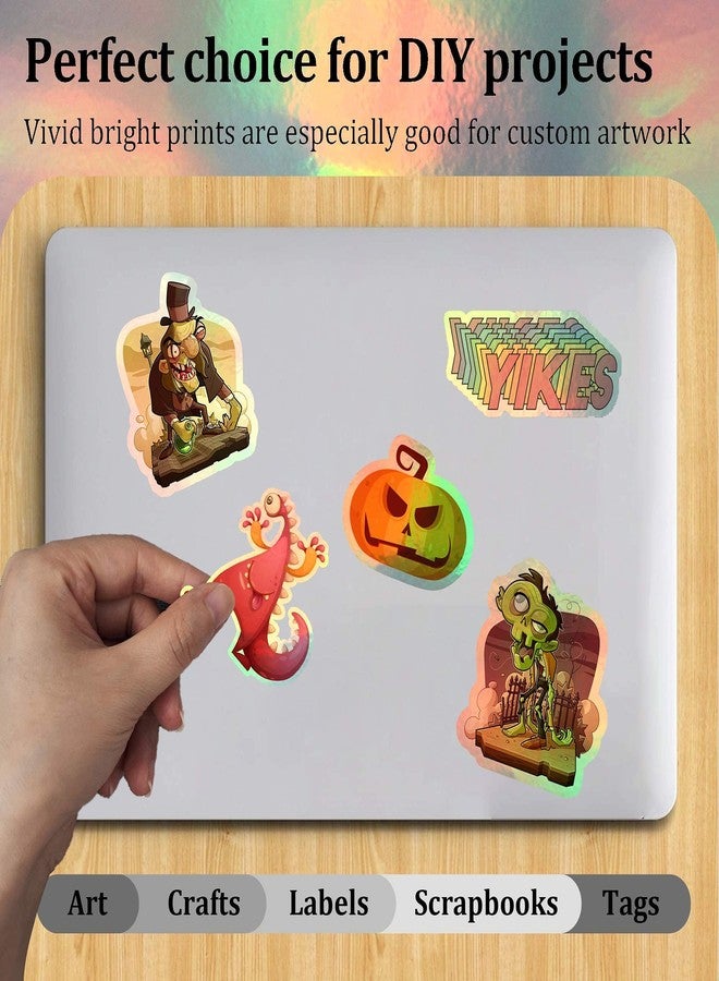 MECOLOUR Holographic Sticker Paper 8.5'' 11'' Printable Premium Rainbow Vinyl, Waterproof, Dries Quickly Vivid Colors, Holds Ink Well- Tear Resistant -for Inkjet Printer 50 SHEETS - Image 4