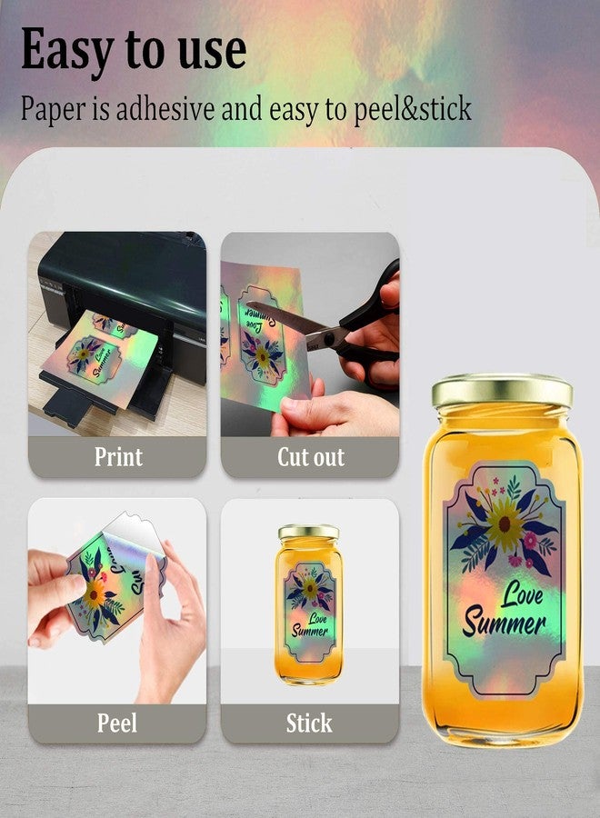 MECOLOUR Holographic Sticker Paper 8.5'' 11'' Printable Premium Rainbow Vinyl, Waterproof, Dries Quickly Vivid Colors, Holds Ink Well- Tear Resistant -for Inkjet Printer 50 SHEETS - Image 3