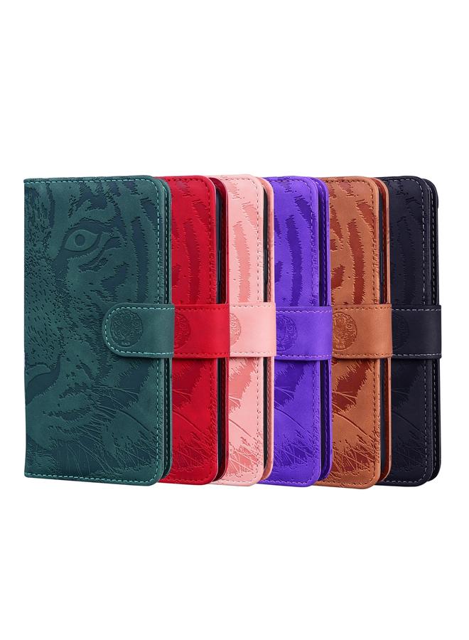 زبون جراب لهاتف iPhone 13 Pro Max من الجلد بنقشة النمر مع حامل وفتحات للبطاقات ومحفظة - Image 5