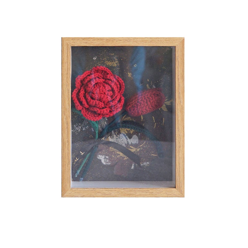 Handmade Knit Flowers Photo Frame | Artificial Hand- Knitted Sunflower Bouquet Wall Decor,Home Offices Decors, Desk Tabletop Ornaments, Gift for Mother’s Day, Anniversary, Wedding - Image 1