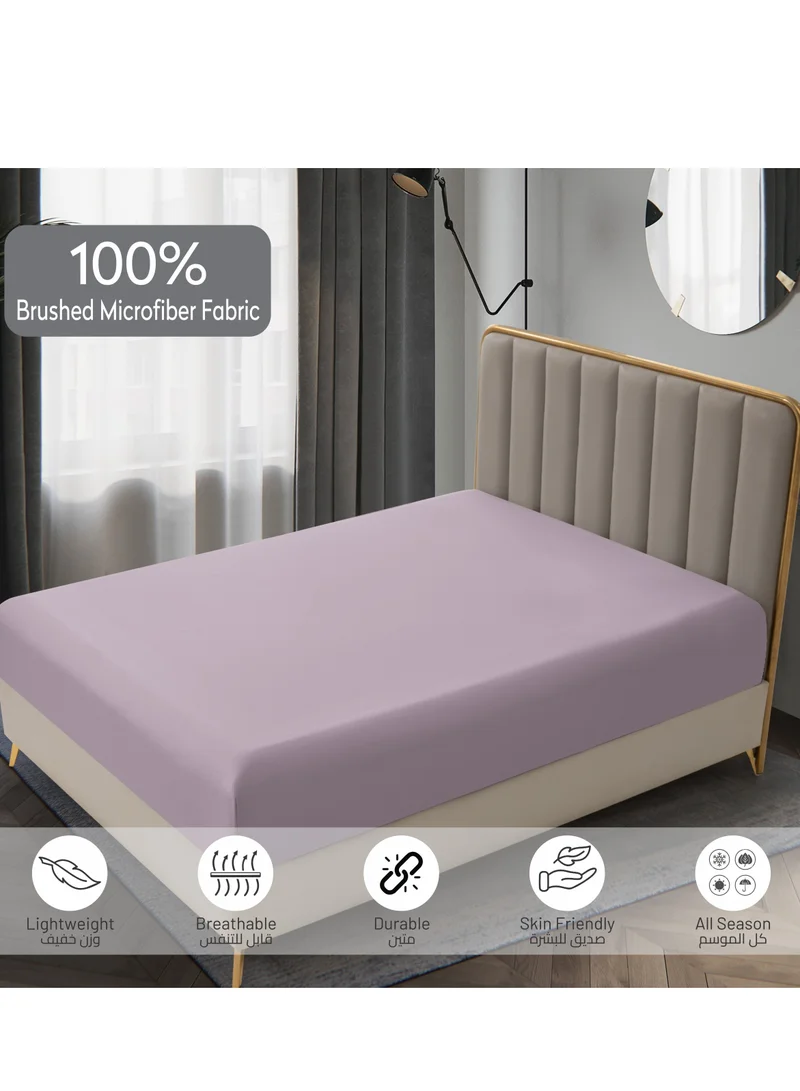 Donetella Bedding Fitted Sheet - Fits 120x200 Cm Bed For Twin Bed 2 Pcs (1 Fitted Sheet and 1 Pillowcase) - 30 Cm Deep Pocket - Solid Bed Sheet