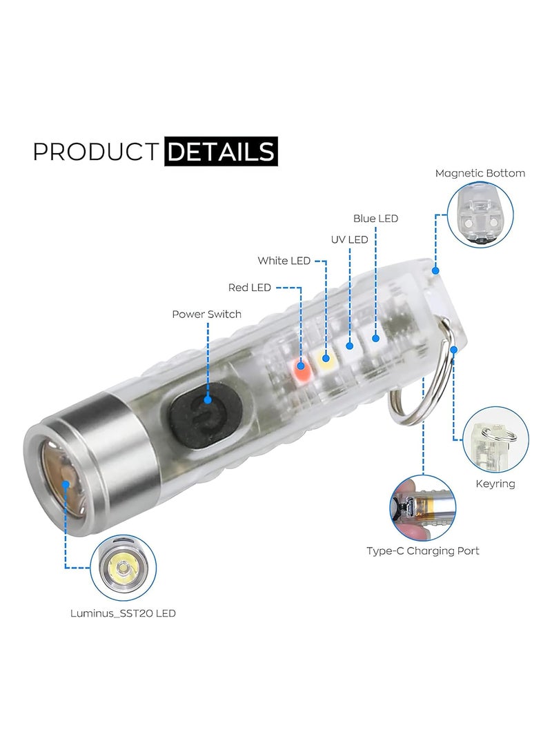 Pivdo Pivdo Mini Light USB Rechargeable LED Flashlight Small Keychain Torch Light for Camping EDC Pocket Size COB Key Chain Lights Powerful and Compact Mini Torch Light  - Image 3