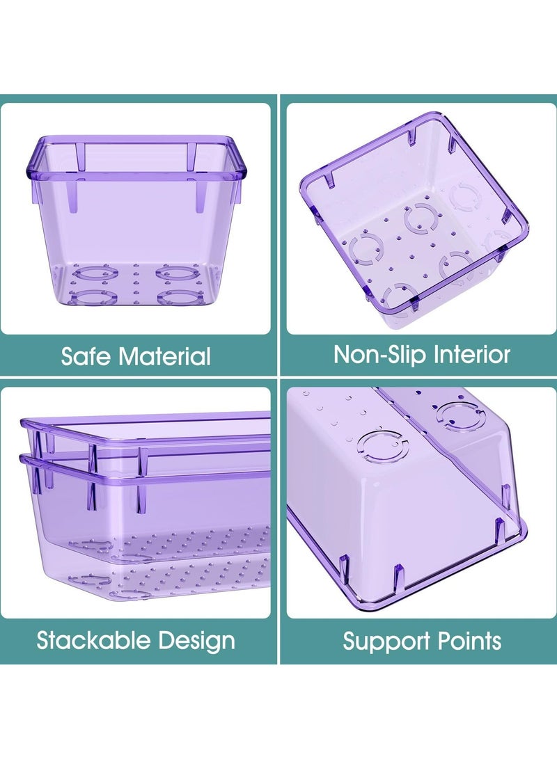 مجموعة من 25 منظم أدراج بلاستيكي بنفسجى، متعددة الأحجام، لتنظيم الأدراج في الحمام، وأدوات التجميل، والمجوهرات، والمطبخ، والمكتب. - Image 3