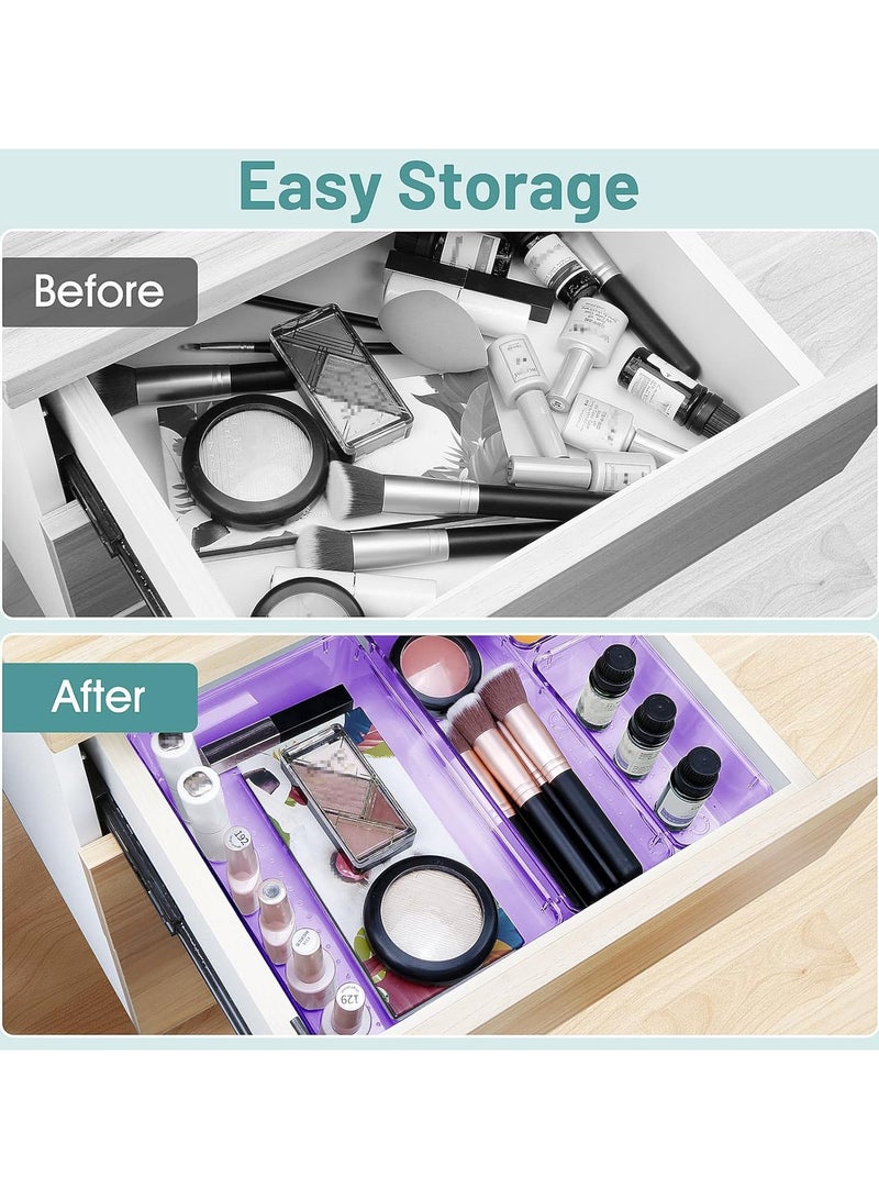 مجموعة من 25 منظم أدراج بلاستيكي بنفسجى، متعددة الأحجام، لتنظيم الأدراج في الحمام، وأدوات التجميل، والمجوهرات، والمطبخ، والمكتب. - Image 4