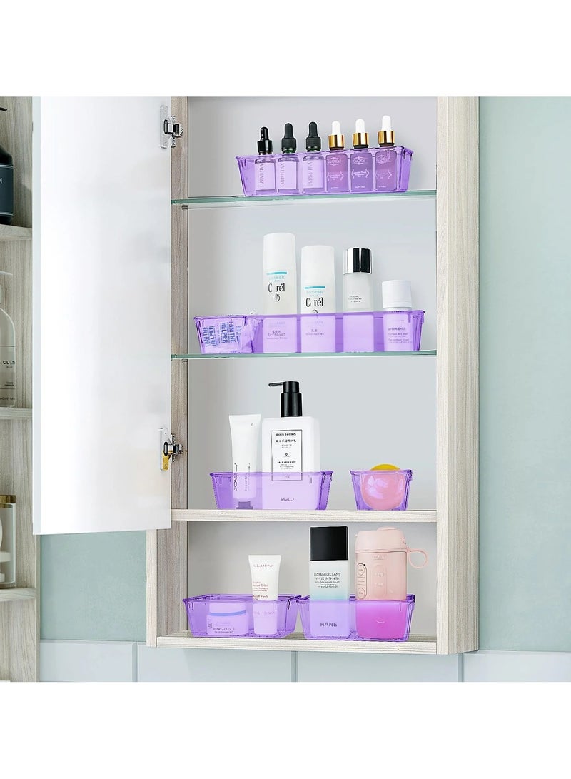 مجموعة من 25 منظم أدراج بلاستيكي بنفسجى، متعددة الأحجام، لتنظيم الأدراج في الحمام، وأدوات التجميل، والمجوهرات، والمطبخ، والمكتب. - Image 5