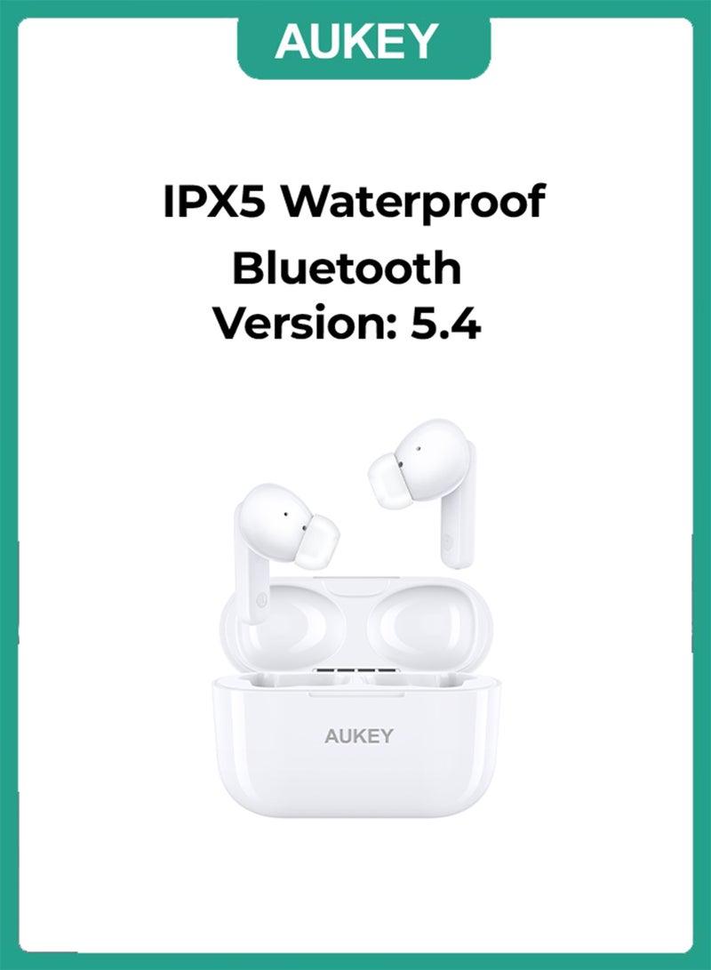 أوكي سماعة أذن لاسلكية, بلوتوث 5.2، مقاومة للماء IPX5، بطارية تدوم لغاية22 ساعة، وزن4 جرام، Ep-M1S أبيض - Image 2