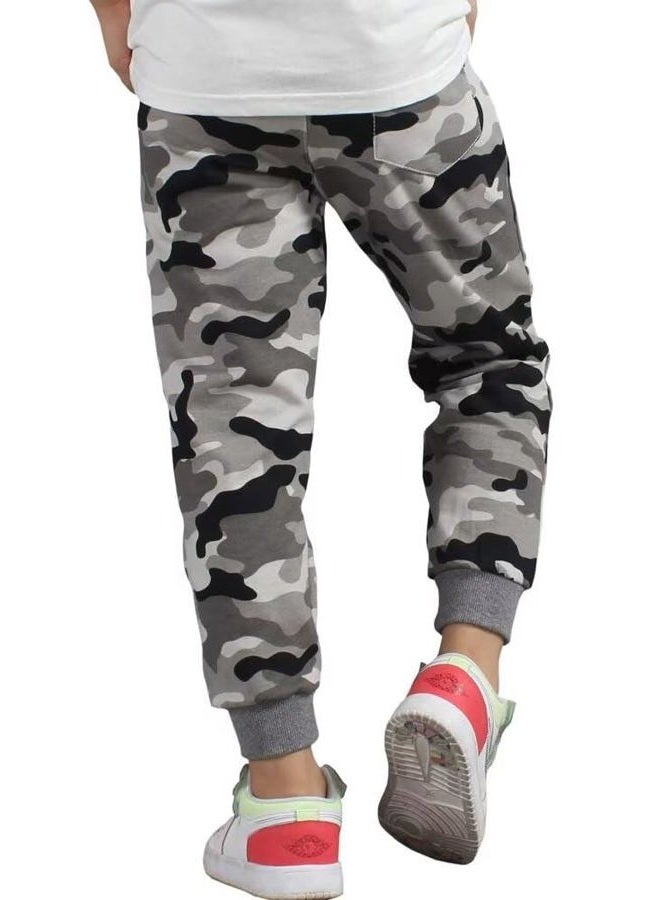 BINPAW Boy's Cotton Sweatpants, Age 4T-16 Years, A-camo Grey, 8-9 Years - Image 5