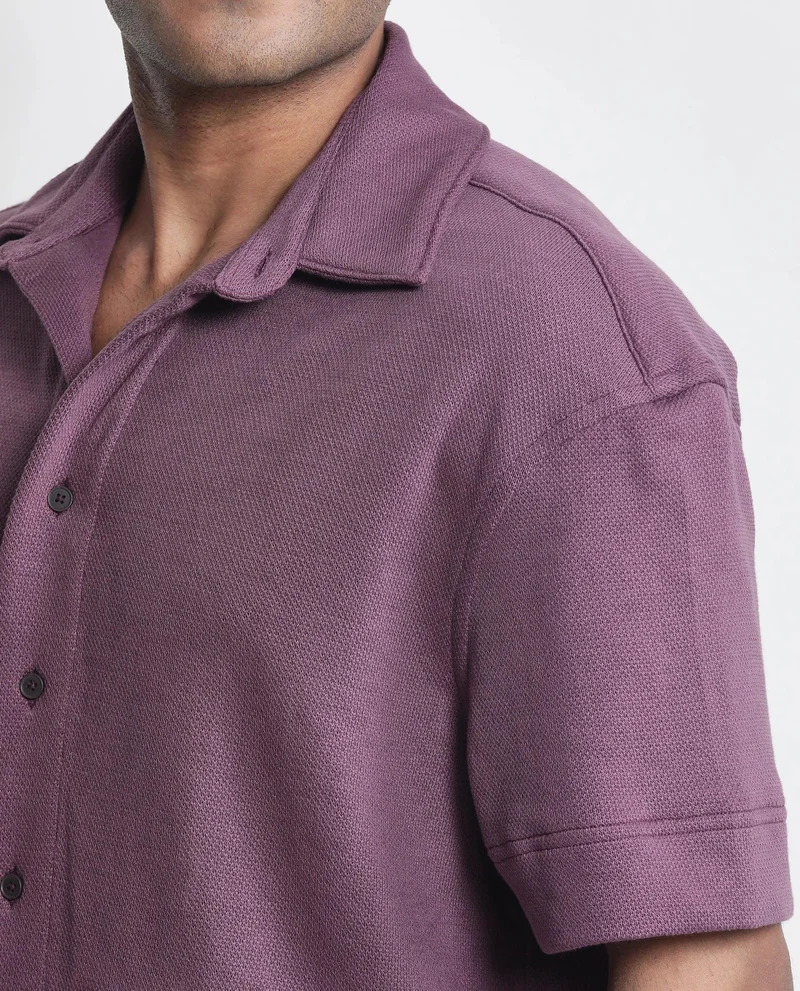 Rare Rabbit Men's Boxy Fit Plain Knit Shirt