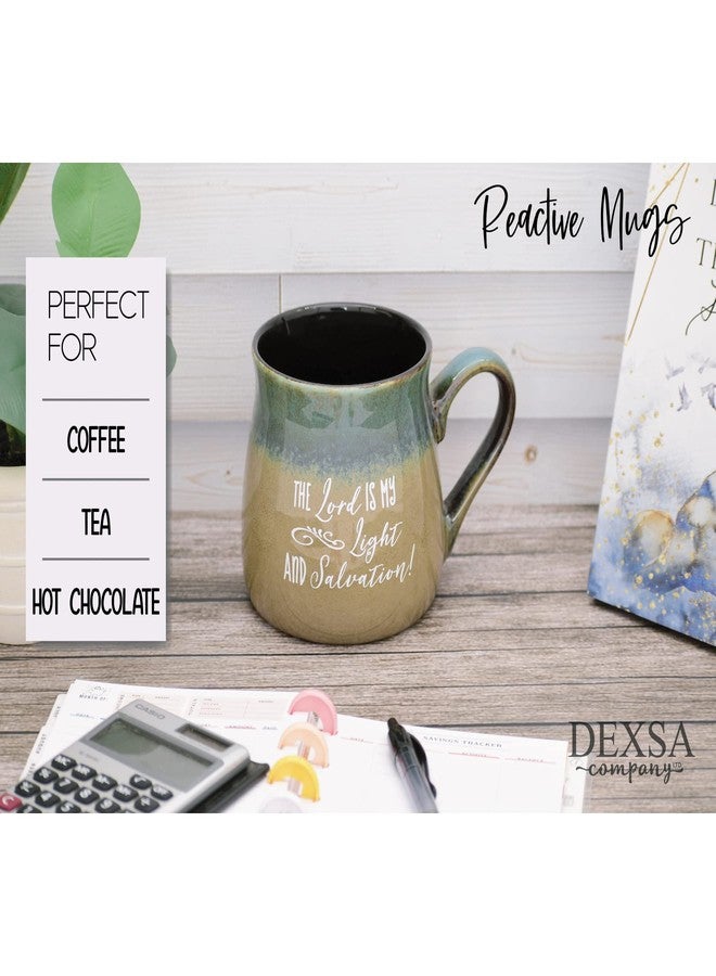 Dexsa Lord Coffee Tea Soup Ceramic Mug | The Lord is my light and salvation! | 16 ounce Designer Mug with Inspiring Sentiment | Elegant Pottery Look - Image 2