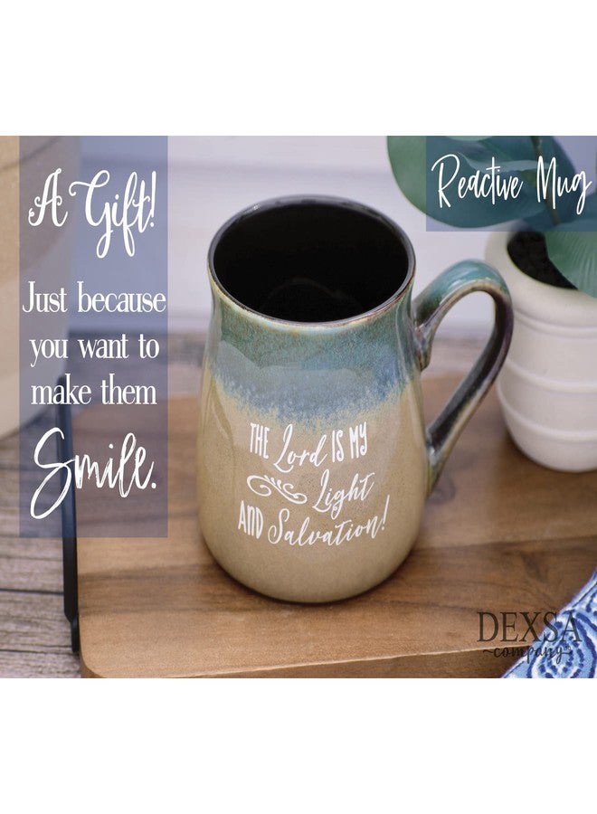 Dexsa Lord Coffee Tea Soup Ceramic Mug | The Lord is my light and salvation! | 16 ounce Designer Mug with Inspiring Sentiment | Elegant Pottery Look - Image 3