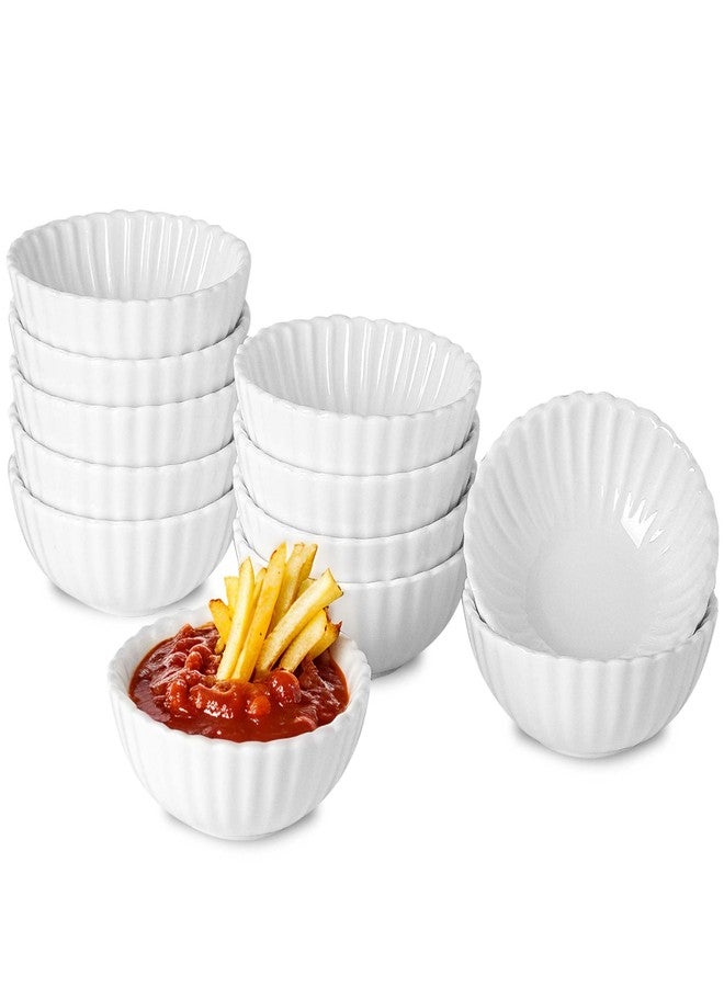 UIBFCWN 12 Pack 1.3Oz Soy Sauce Dish Ceramic, White Dipping Sauce Bowls/Dishes, Small Dipping Cups for Sushi Ketchup Olive Oil Side Dishes, Mini Dip Bowls for Charcuterie Boards - 2.7inch - Image 1