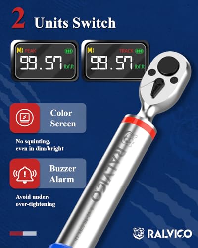RALVICO 1/2 Digital Torque Wrench (12.54-250.7 Ft. Lb/ 17-340 N.m) ±2% Accuracy Dual-Direction Adjustable Torque Wrenches Digital with Vibration, Buzzer and LED Alert for Motorcycle, Auto Repair - Image 4