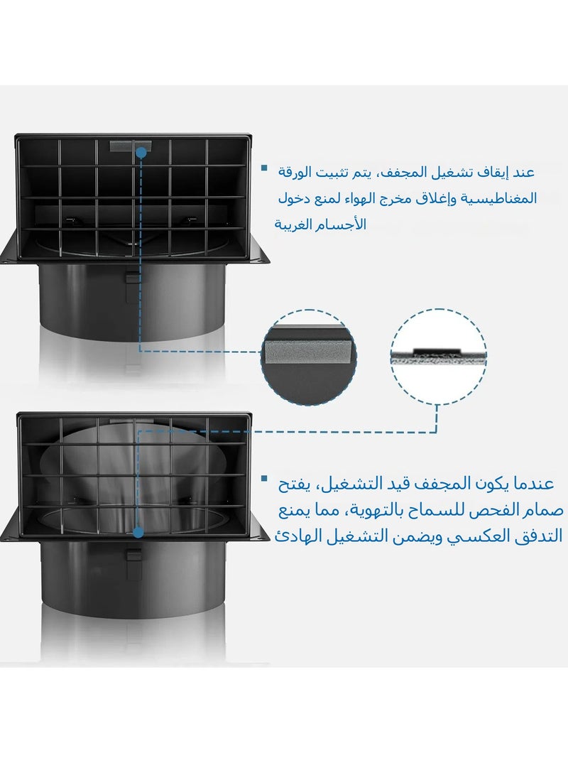 Outdoor dryer vent cover with removable mesh, 4-inch wall-mounted exhaust fan vent - Image 2