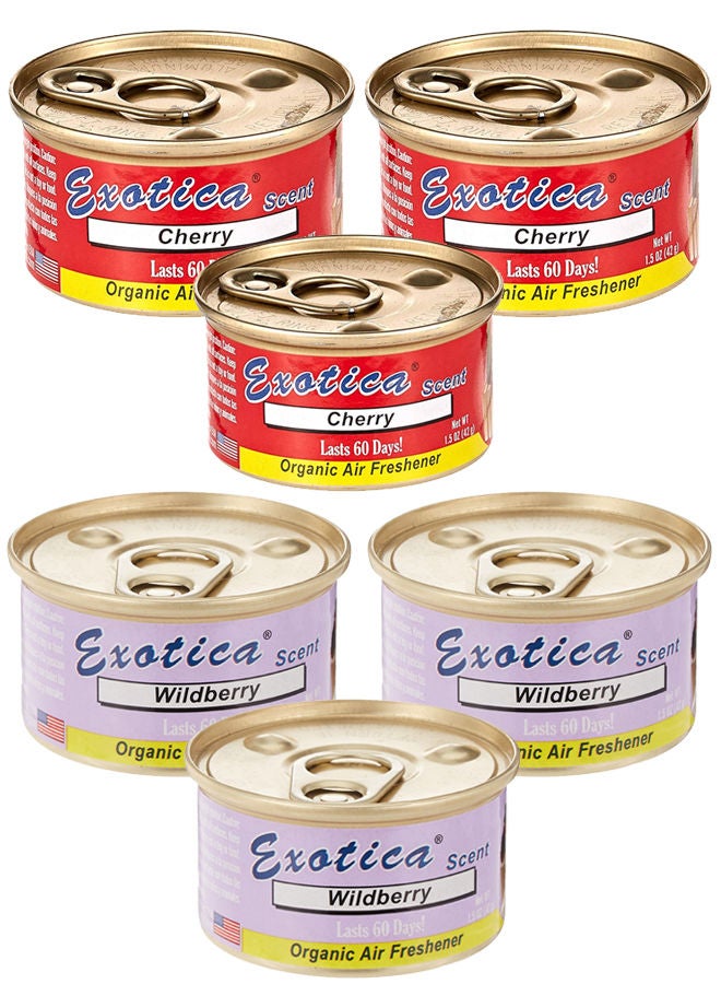 EXOTICA باقة قيمة من معطرات الهواء العضوية EXOTICA 6 قطع، رائحة التوت البري-3 ورائحة الكرز-3 - Image 1