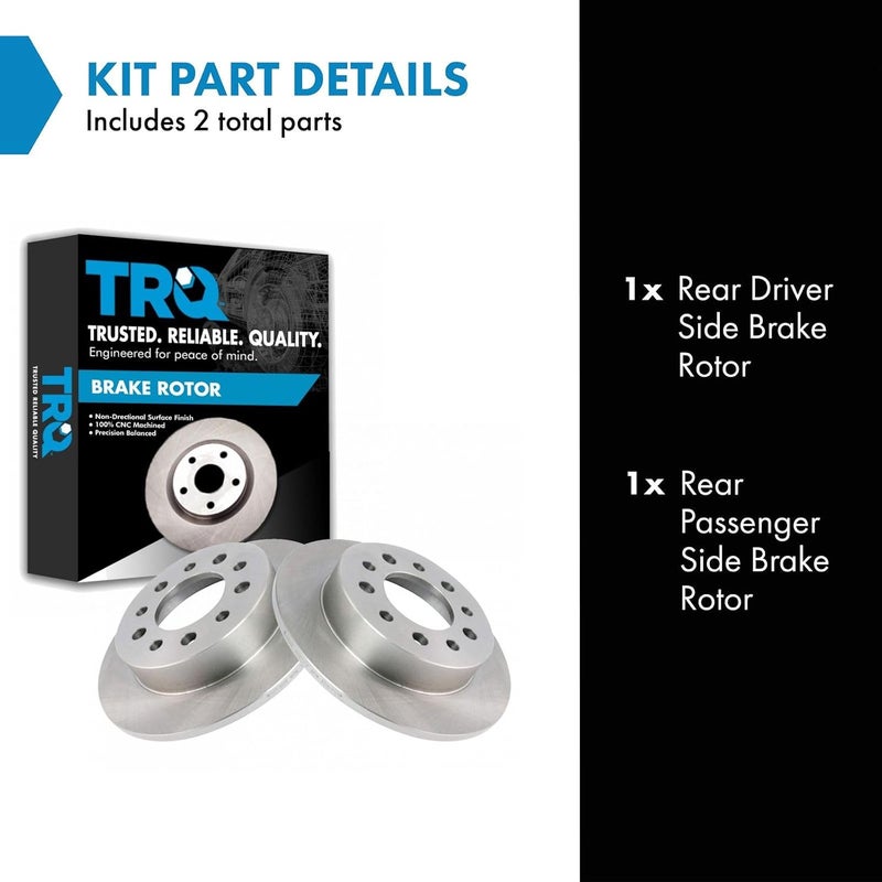 TRQ Rear Brake Rotor Set Solid Compatible with 2003-2008 Hyundai Tiburon - Image 2
