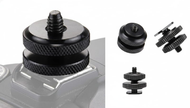 Hot Shoe Screw Adapter 1/4" Mount with Locking Disk – Camera Hot Shoe Adapter Compatible with DSLR Cameras, Flash & GoPro - Image 1