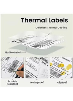 Rubik 4x4 inch Direct Thermal Shipping Labels, Pack of 500 Fan-Fold Labels Self-Adhesive Waterproof Compatible with Rollo, MUNBYN, Zebra, Fargo Label Printers  - Image 2