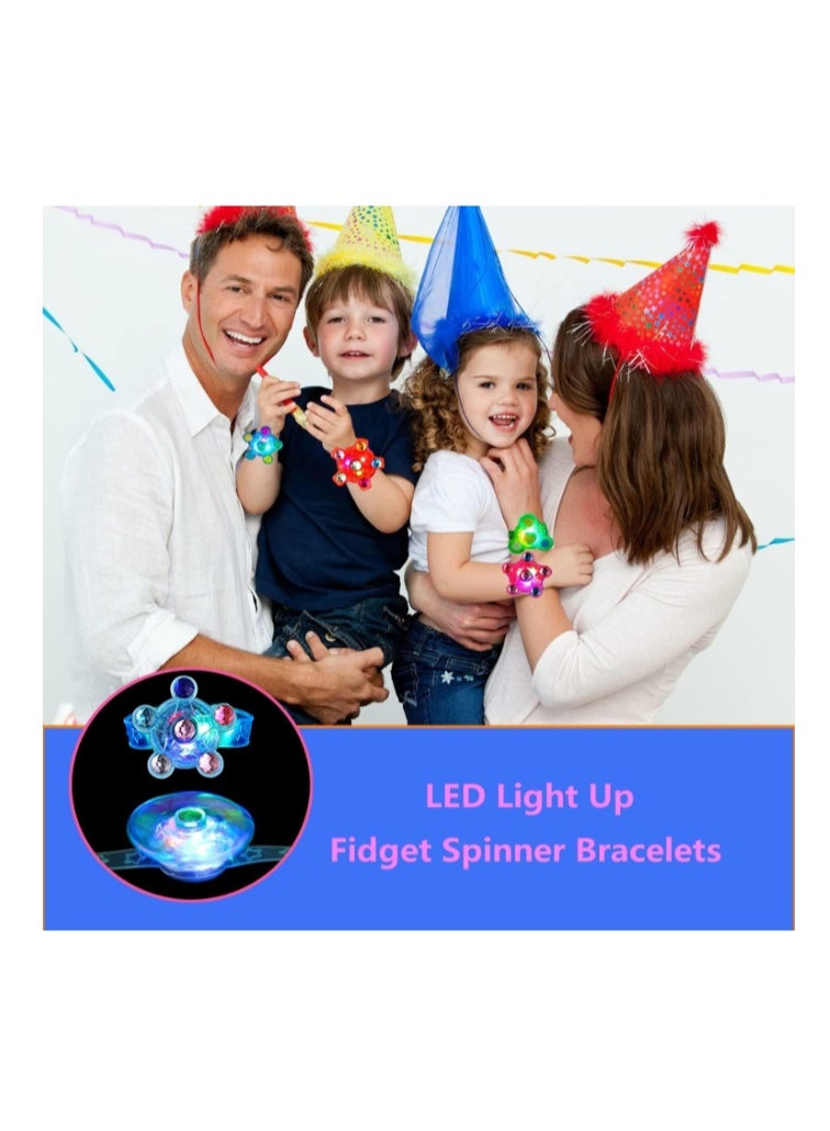 مجموعة من 25 سوارًا مضيئًا بتقنية LED على شكل سبينر، هدايا مثالية لحفلات الأطفال من عمر 4-8 و8-12 عامًا، لوازم حفلات تتوهج في الظلام، هدايا أعياد ميلاد، ألعاب صندوق الكنز للفصول الدراسية، جوائز الكرنفال، حشوات أكياس هدايا البيناتا - Image 3