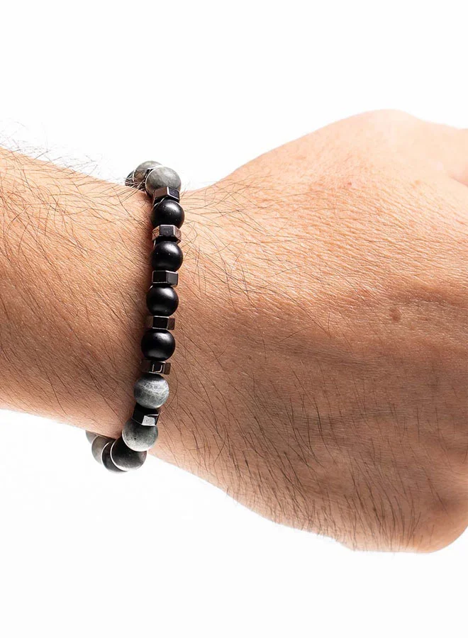 Chrysostomos  Handmade Beaded Bracelet for Men with Natural Black Matte Onyx for Men | Best Price UAE