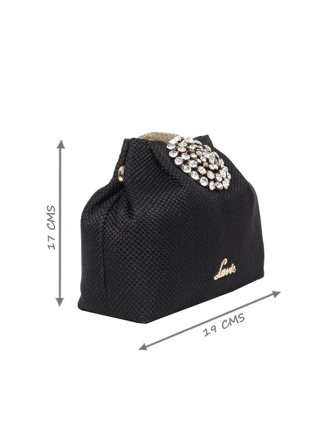 Lavie Lavie Women's Tiana Embellished Potli- Black  - Image 4