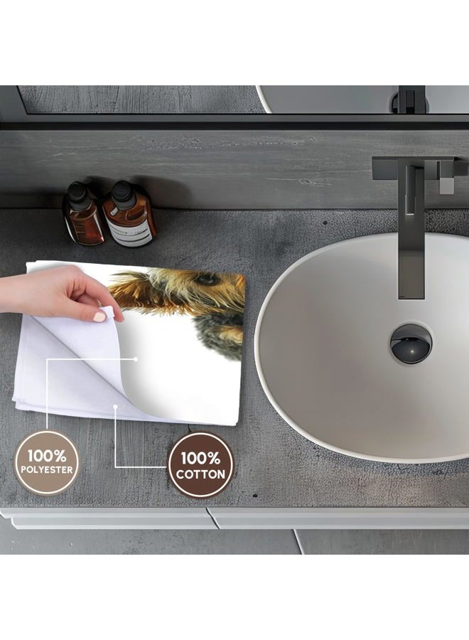 3DROSE 3D Rose Print of Sweet Portrait of A Yorkie Hand Towel, 15" x 22" - Image 4