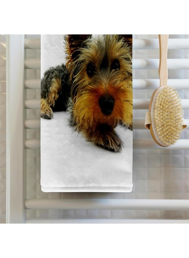 3DROSE 3D Rose Print of Sweet Portrait of A Yorkie Hand Towel, 15" x 22" - Image 2