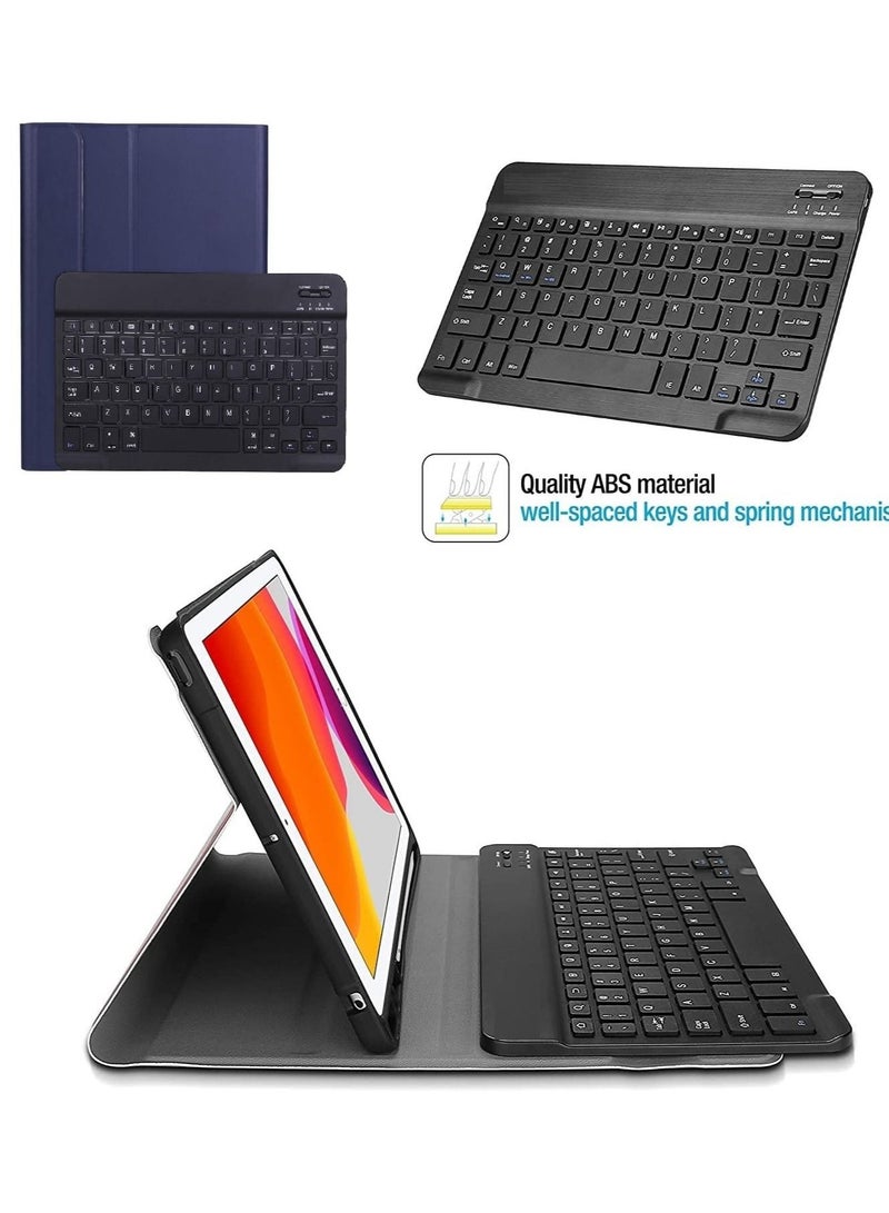 Ntech Wireless Keyboard Case For iPad 10.2 8th Generation 2020/7th Gen 2019/3rd Gen 2019, Magnetically Detachable Keyboard & Stand Folio Case Auto Sleep/Wake (Dark Blue) - Image 2