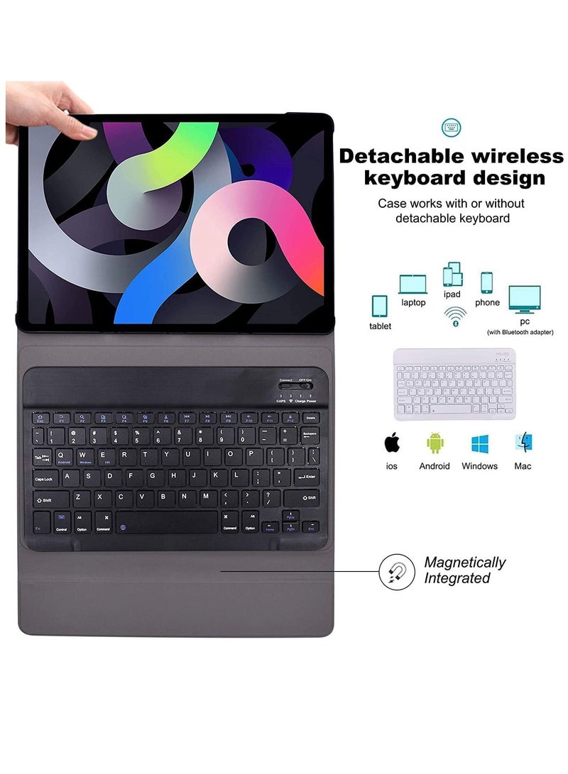 Ntech Wireless Keyboard Case For iPad 10.2 8th Generation 2020/7th Gen 2019/3rd Gen 2019, Magnetically Detachable Keyboard & Stand Folio Case Auto Sleep/Wake (Dark Blue) - Image 4