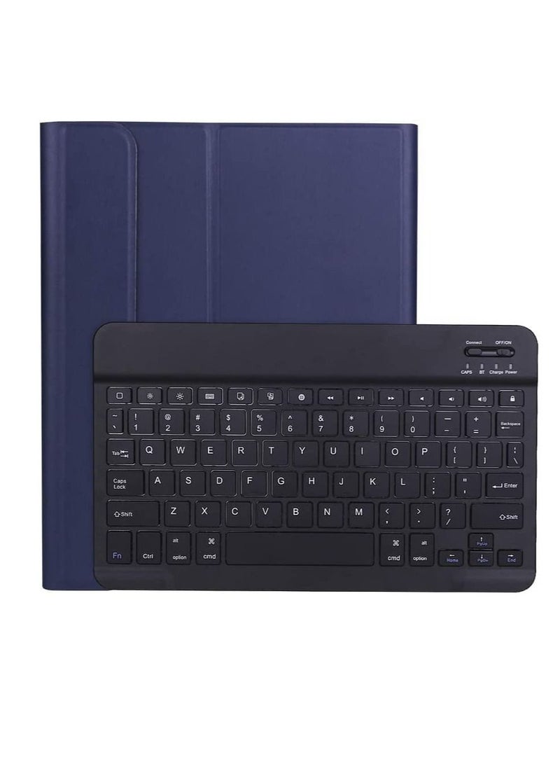 Ntech Wireless Keyboard Case For iPad 10.2 8th Generation 2020/7th Gen 2019/3rd Gen 2019, Magnetically Detachable Keyboard & Stand Folio Case Auto Sleep/Wake (Dark Blue) - Image 1