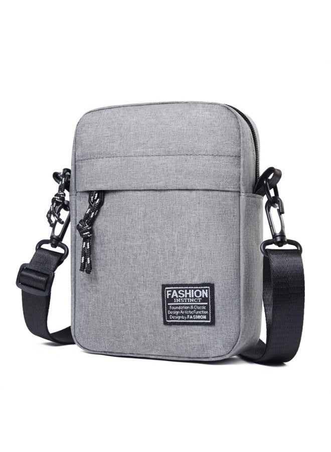 Portable Lightweight Men's Shoulder Bag Crossbody Bag Men's Ins Small Bag Trendy Brand Mini Satchel Casual Crossbody Small Backpack-Color:Gray - Image 1