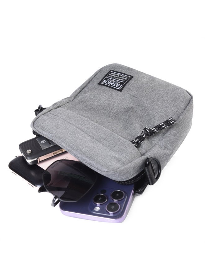 Portable Lightweight Men's Shoulder Bag Crossbody Bag Men's Ins Small Bag Trendy Brand Mini Satchel Casual Crossbody Small Backpack-Color:Gray - Image 3