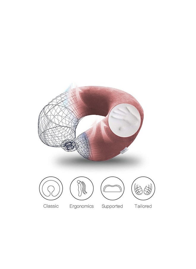 House One - Velvet Neck and Travel Pillow 30x25x10 cm - Dark Pink - Image 1