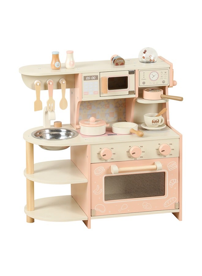 JSAITOYS Wooden Coffee Machine Toy For Kids Simulation Kitchen Cooking Food Pretend Play - Image 1