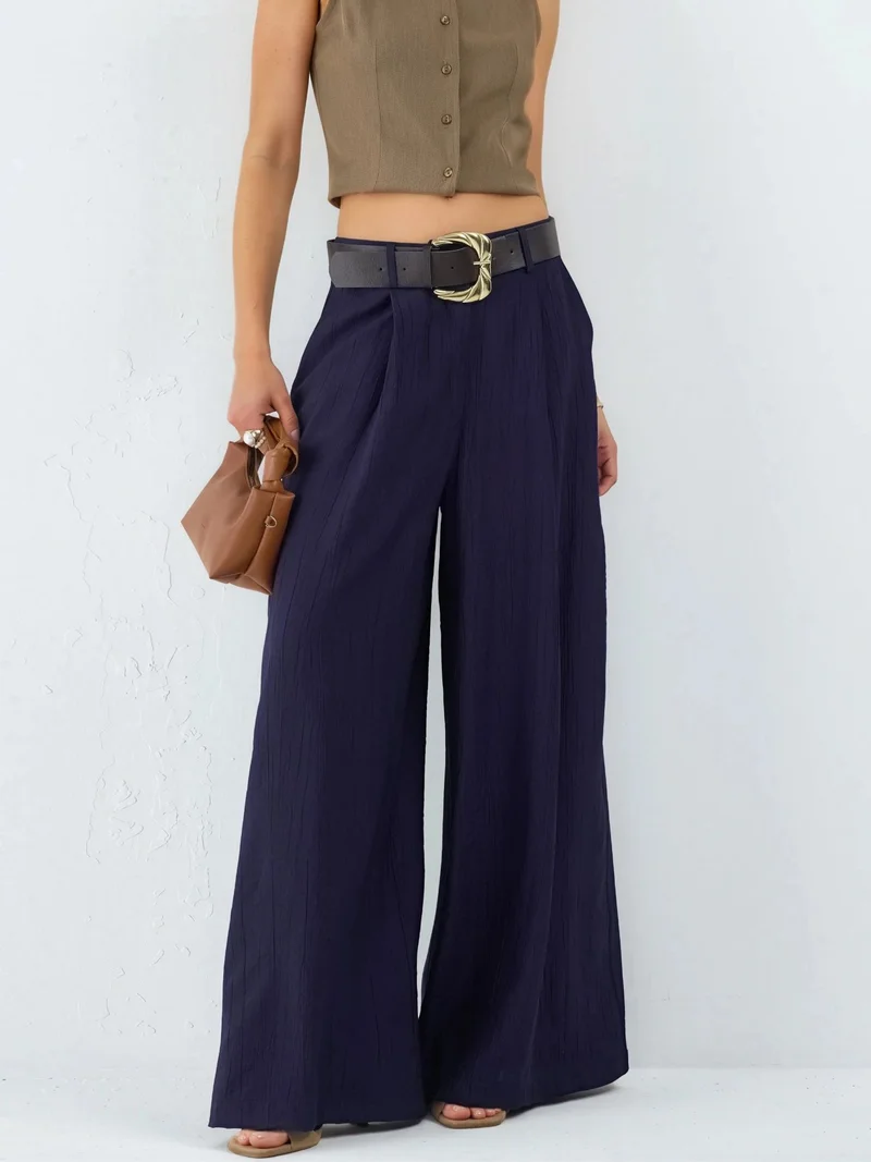 بوسيم BUSEM High Waist Wide Leg Pants with Pleats