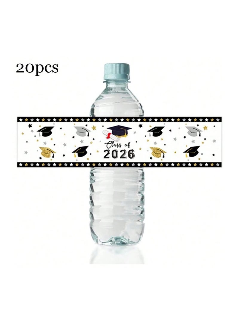 20 pieces of water bottle stickers for graduation parties 2026, elegant party decorations - Image 1
