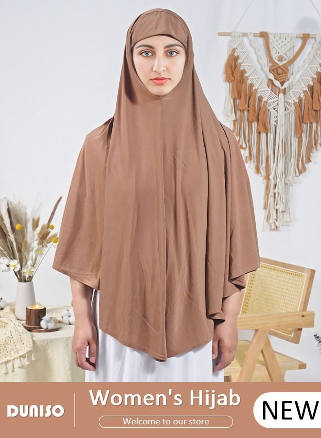 DUNISO Muslim Hijab for Women, High Stretch Head Warp , Hijab Pure Color Half-body Cover Scarf, Instant Premium Jersey Head Scarf, All-season & Easy Wear Soft Hijab - Image 1