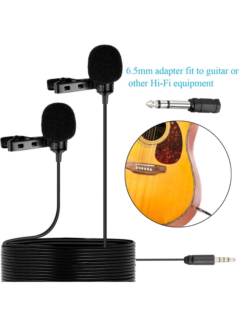 Dual Lavalier Microphones – Omnidirectional Condenser Clip-On Lapel Mics with 1/8" Stereo Connector for Camera, DSLR, iPhone, Android & More  - Image 3