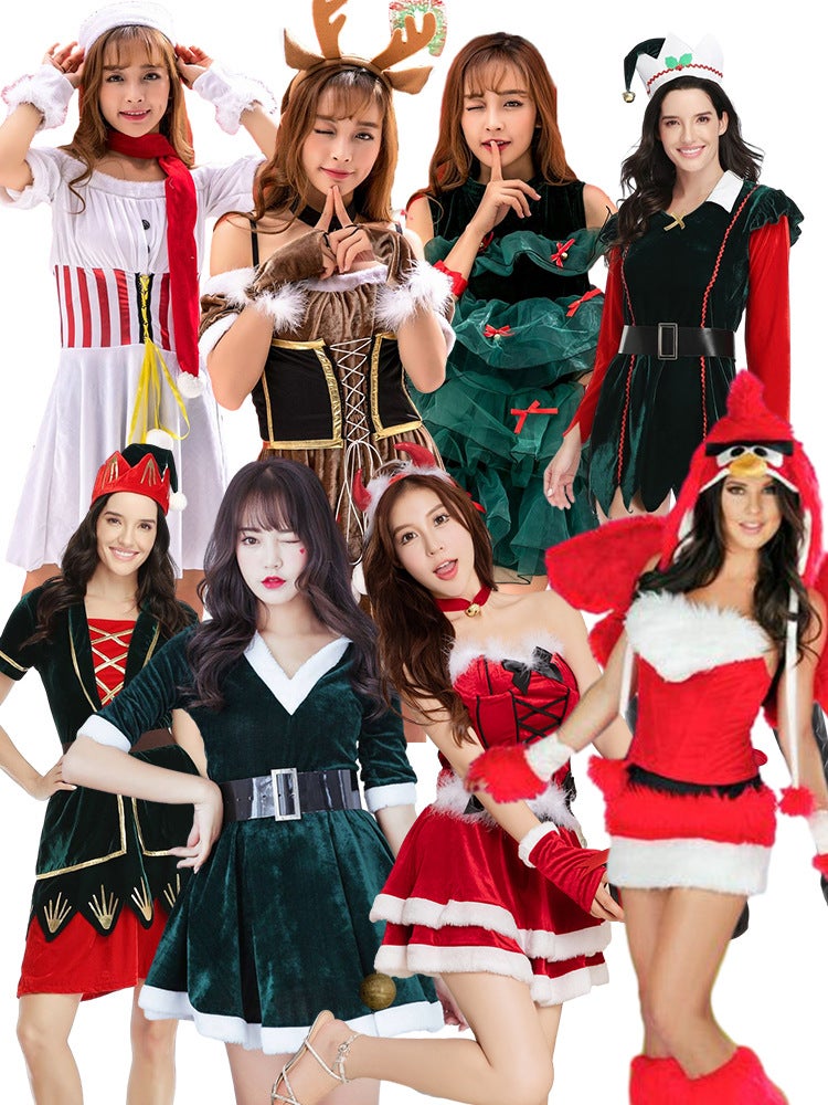 Christmas Clothes Christmas Clothing Christmas Cos Female Adult Annual Meeting Evening Dress Red Christmas Clothing - Image 5