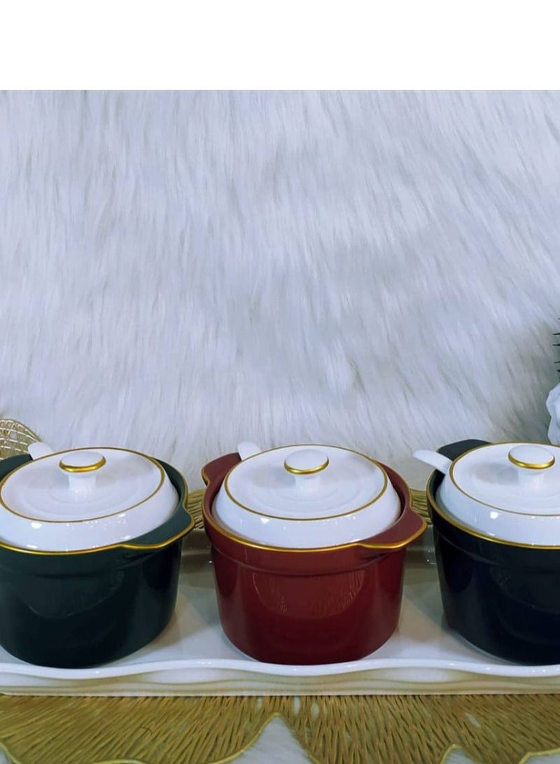 طقم بورسيلين تركي عصري مميز جدا سكريه /توابل / شيكولاتات / مكسرات - Image 2