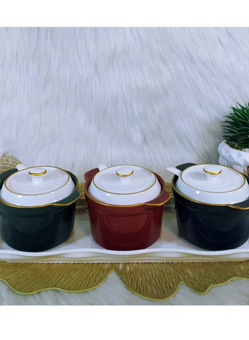 طقم بورسيلين تركي عصري مميز جدا سكريه /توابل / شيكولاتات / مكسرات - Image 1