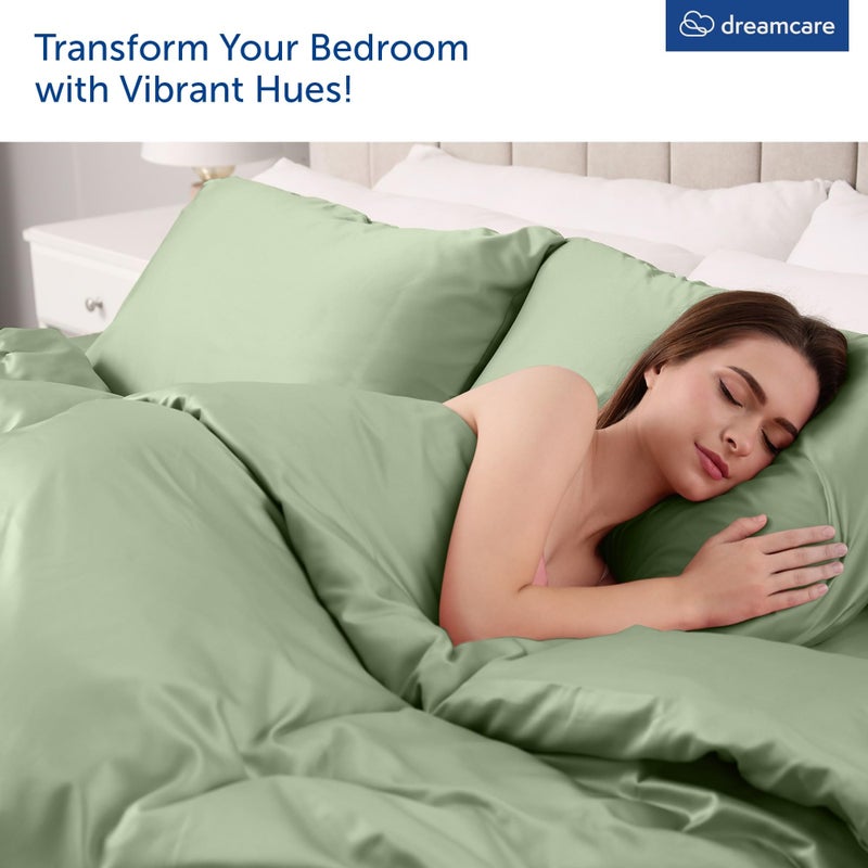 DREAMCARE DREAMCARE King Size Bed Sheets - 6 PCS King Bed Sheets - up to 15 in - Extra Soft Bed Sheets King - Hotel Draps Lit King Sheets Set with Pillowcases - Wrinkle & Fade Resistant (King  Sage Green)  - Image 4