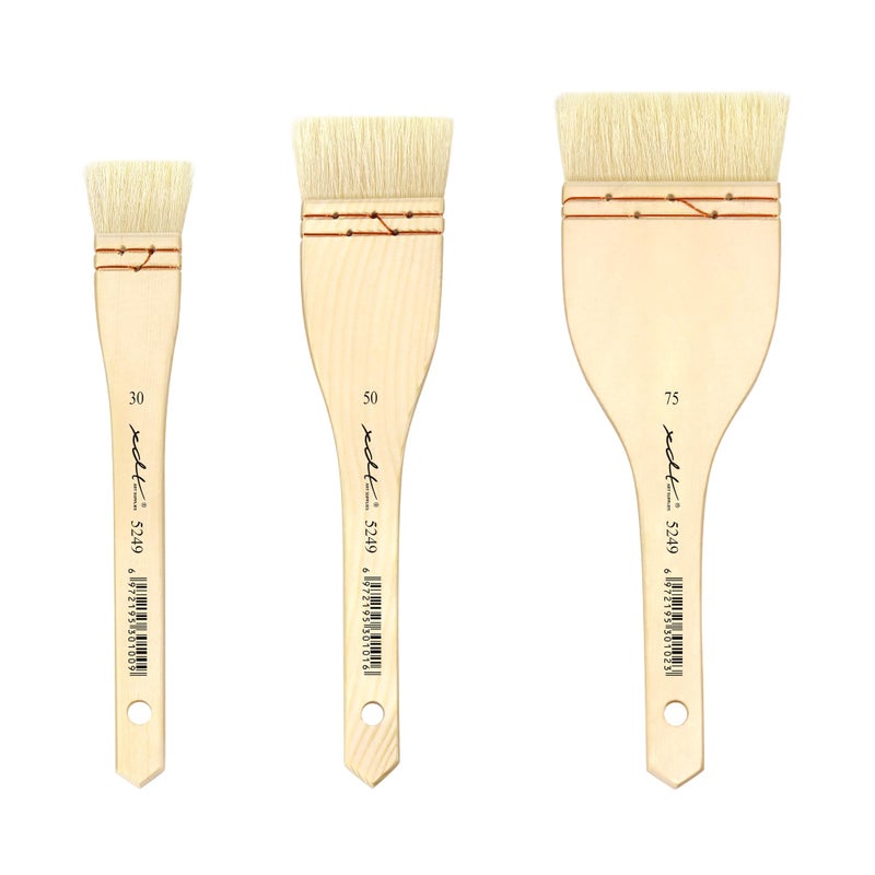 XDT Art Supplies XDT5249 Hake Artist Paint Brush 3 Piece Set Medium Soft Premium Goat 118in 2in 295in Acrylic Oil Watercolor