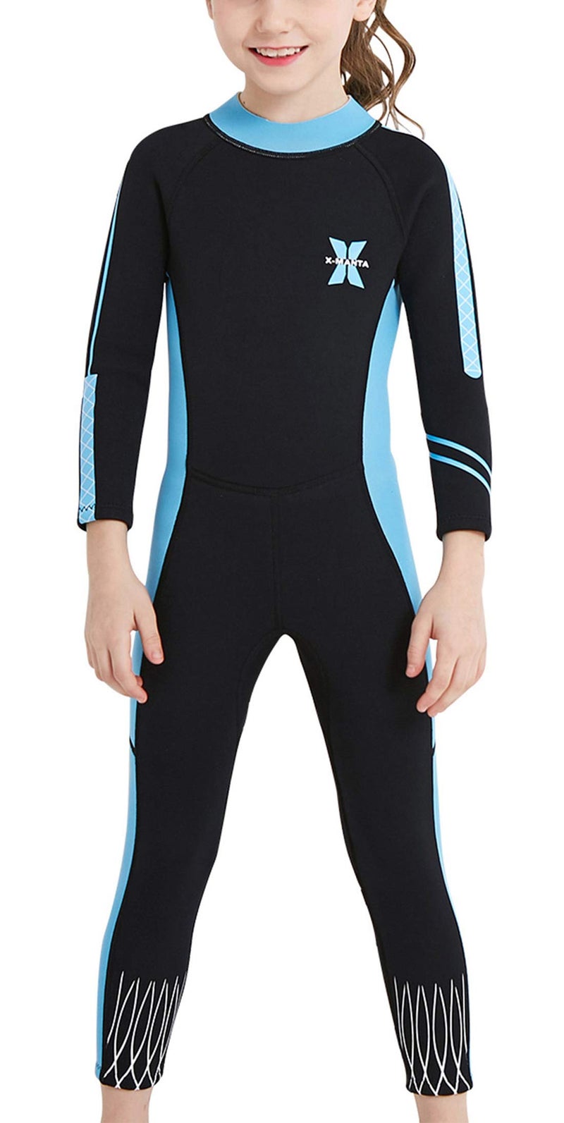 DIVE SAIL Girls Long Sleeve Wetsuit Thermal Warm One Piece Swimsuit UPF 50 Sun Protection Soft Swimwear Black M