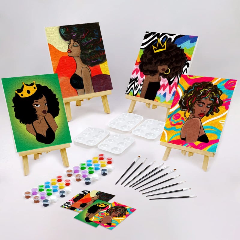 Vochic Sip And Paint Kit For Adults Pre Drawn Canvas 4 Pack Painting Kit Party Girls Night Games Couples Paint Art Set 8X10 In - Image 2