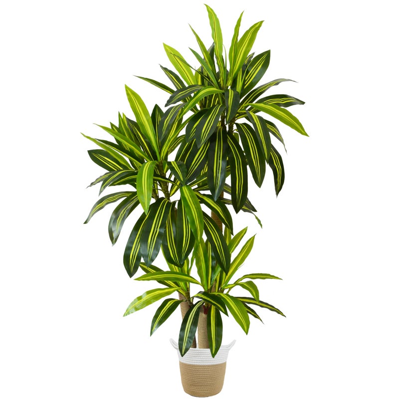 Warmplants Artificial Dracaena Tree 6ft Tall Fake Dracaena Plant with Basket Indoor Outdoor Faux Topiary Yucca Trees for Office Home Living Room Porch Patio Dcor