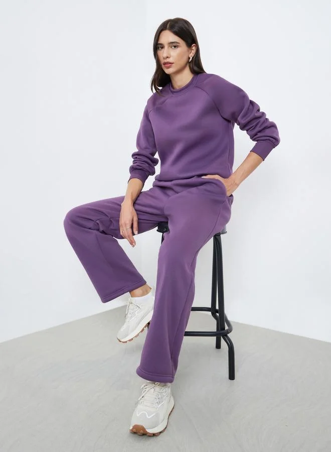 Styli Purple Regular Fit Sweatshirt and Joggers Co-ords